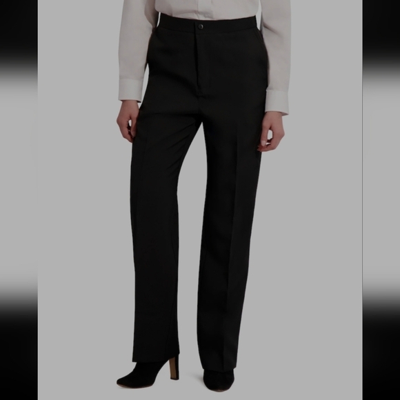 NEIL ALLYN “COMFORT POLY” FLAT FRONT WOMEN’S BLACK TUXEDO PANTS. Comfort Fit Wai - Picture 1 of 8